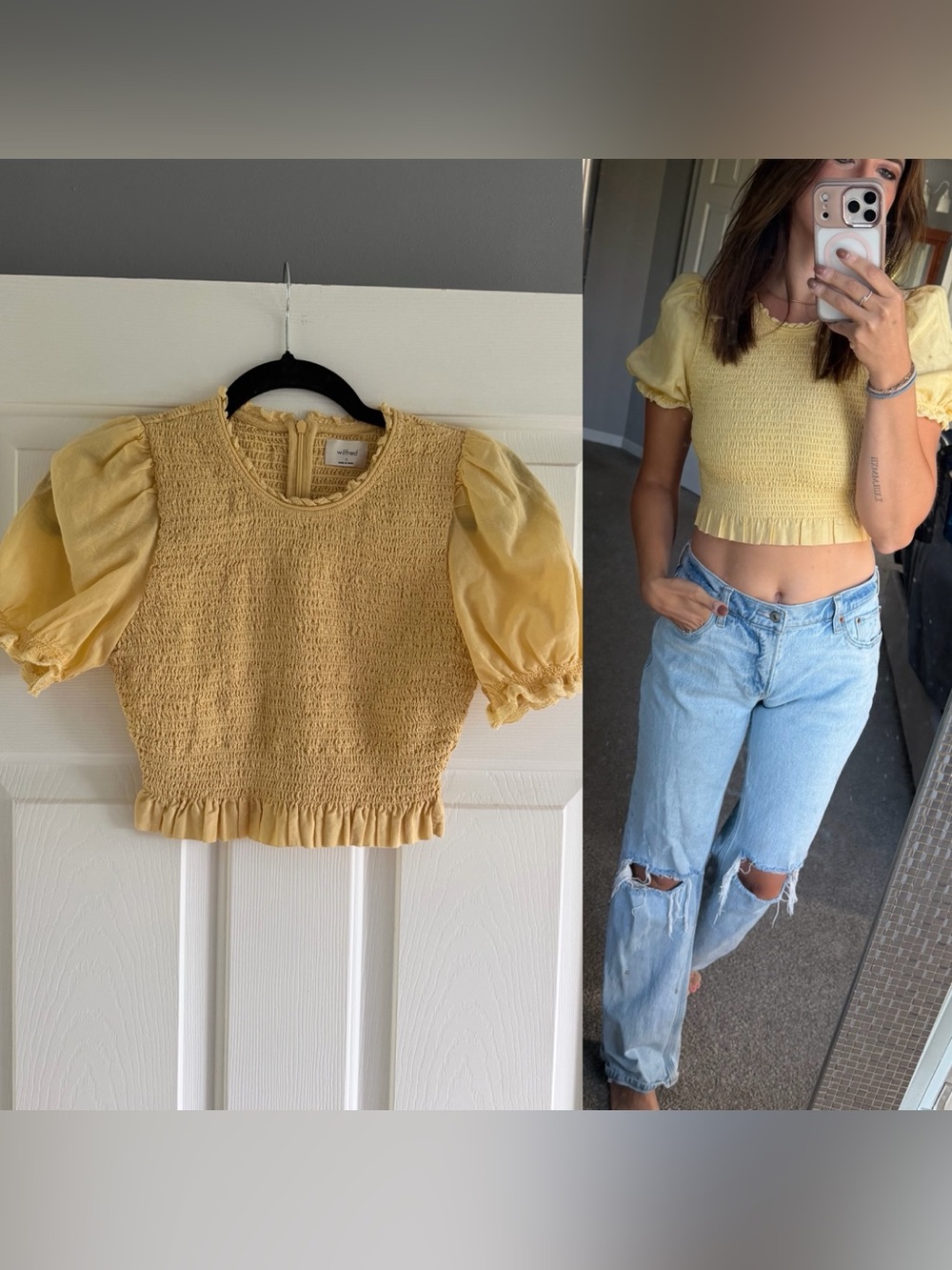 Wilfred Aritzia Butter Yellow Top